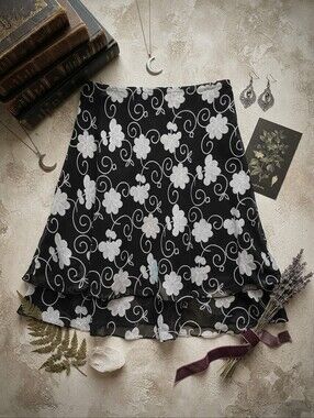 Vintage Jolibel Black White Mesh Skirt